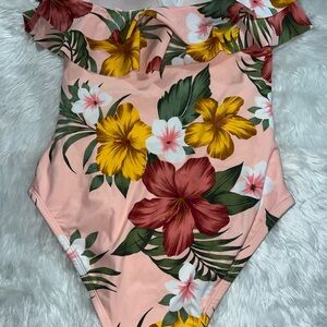 Kona Sol Floral Off-Shoulder Swimsuit